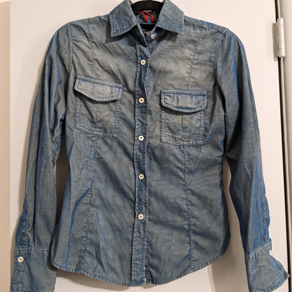 Y2K Shiny Button Down Slim Fit Shirt